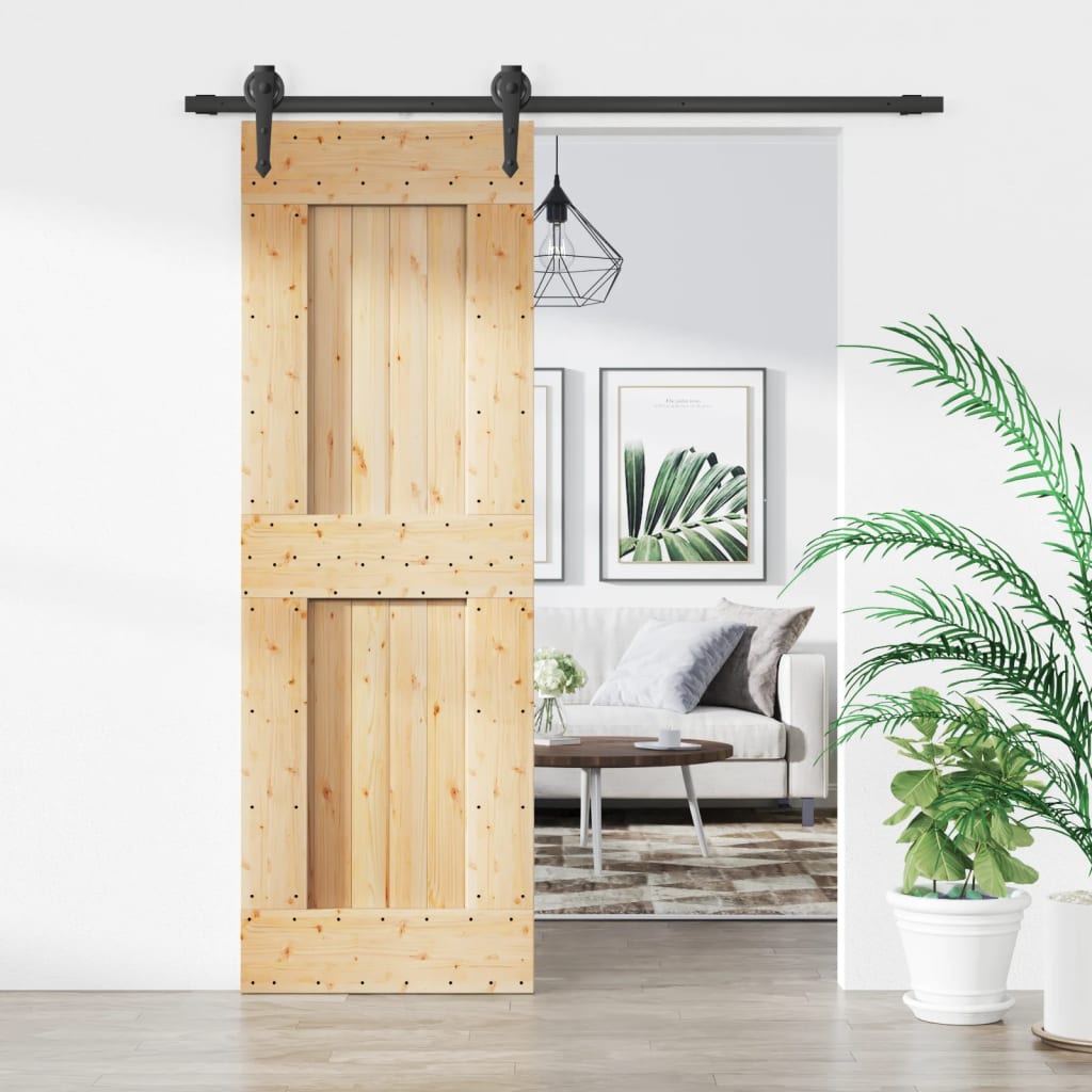 VidaXL Schiebetür mit Beschlägen 70x210 cm massives Kiefernholz