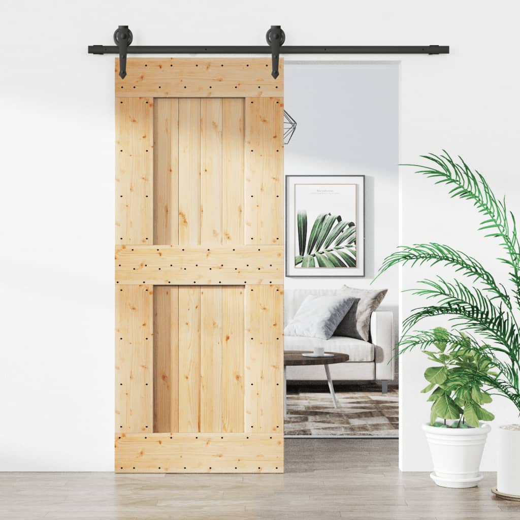 VidaXL Schiebetür mit Beschlägen 85x210 cm massives Kiefernholz