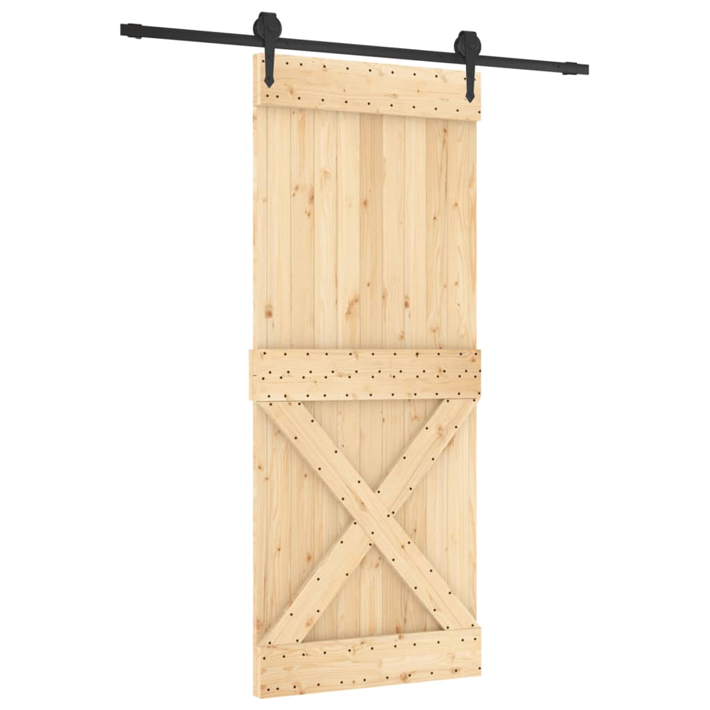 VidaXL Schiebetür mit Beschlägen 85x210 cm massives Kiefernholz