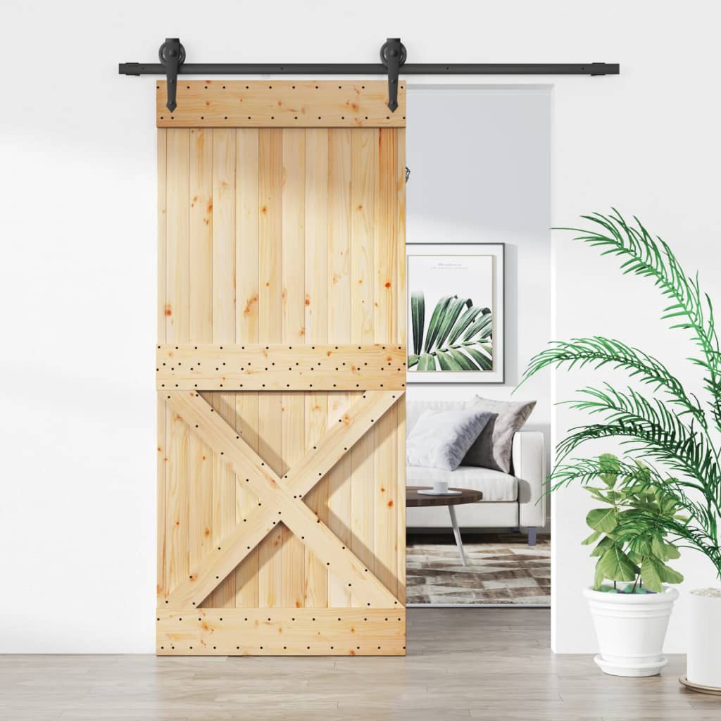 VidaXL Schiebetür mit Beschlägen 90x210 cm massives Kiefernholz