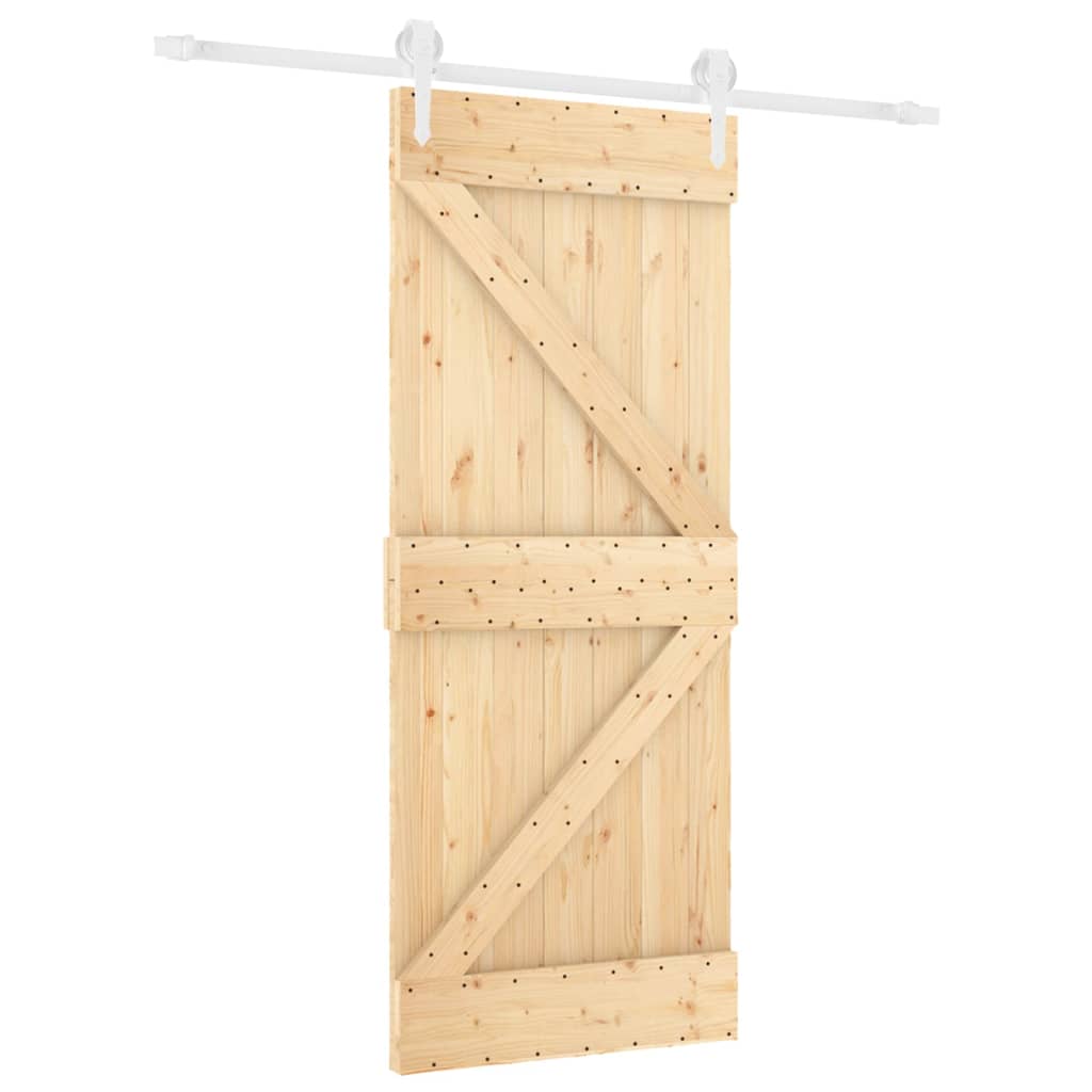 VidaXL Schiebetür mit Beschlägen 85x210 cm massives Kiefernholz