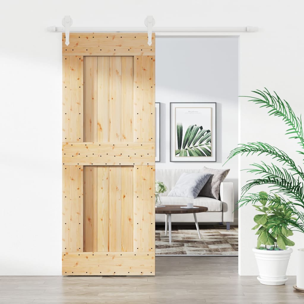 VidaXL Schiebetür mit Beschlägen 80x210 cm massives Kiefernholz