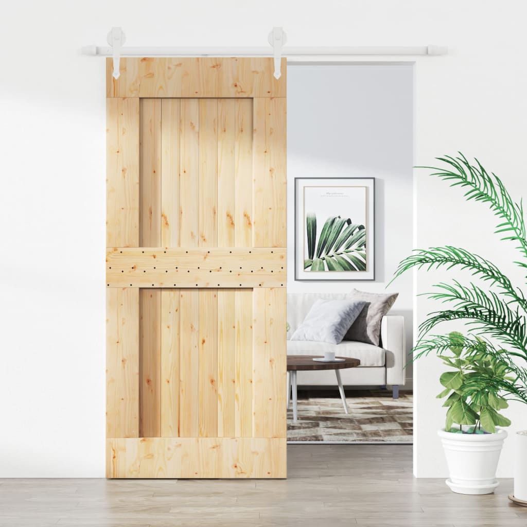 VidaXL Schiebetür mit Beschlägen 90x210 cm massives Kiefernholz