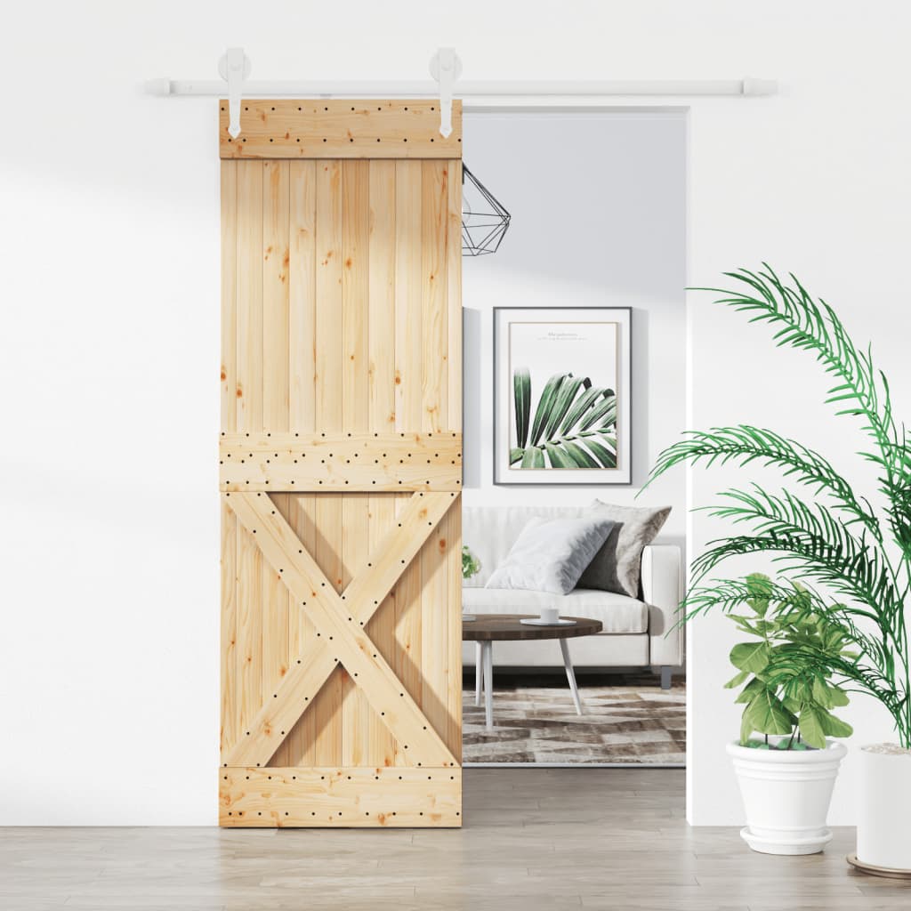 VidaXL Schiebetür mit Beschlägen 70x210 cm massives Kiefernholz
