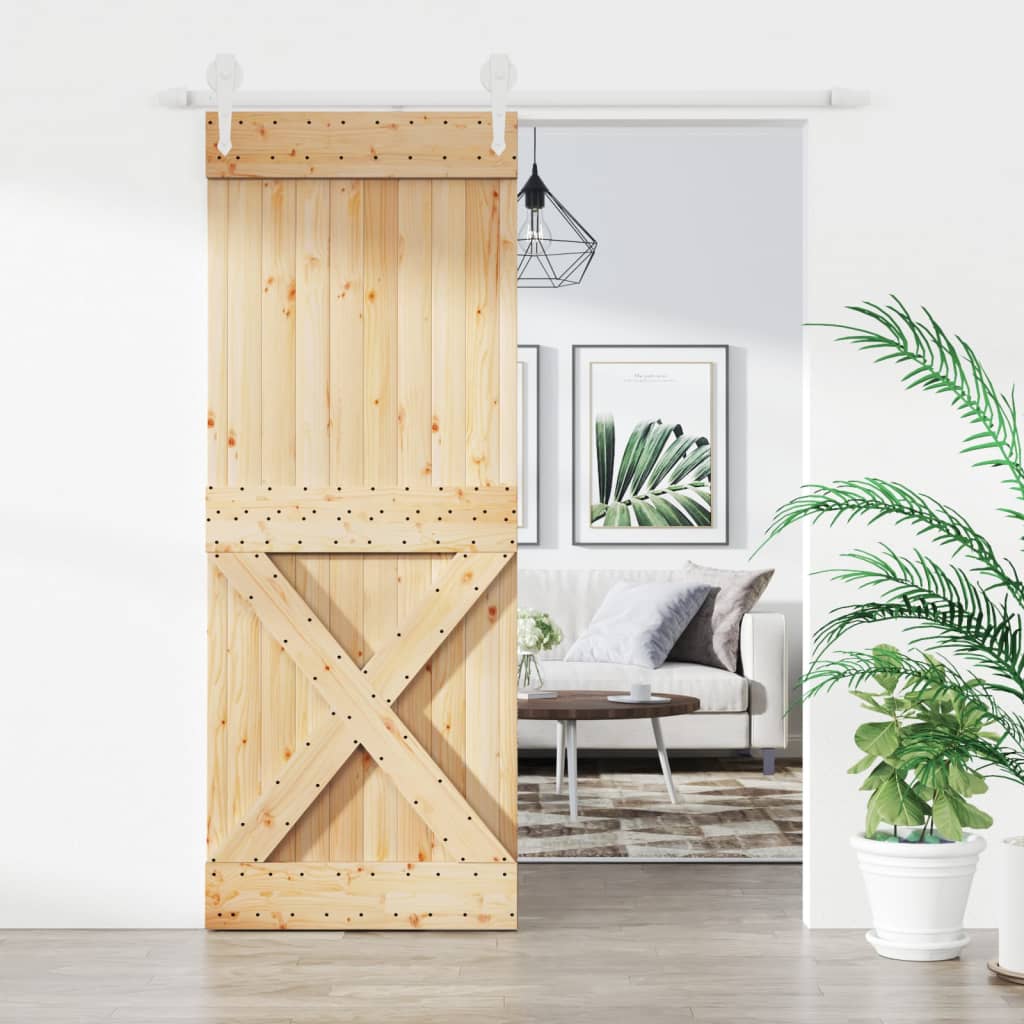 VidaXL Schiebetür mit Beschlägen 80x210 cm massives Kiefernholz