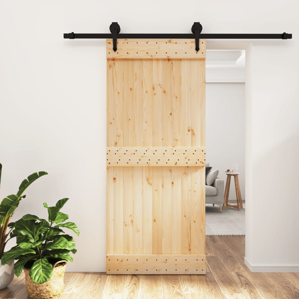 VidaXL Schiebetür mit Beschlägen 90x210 cm massives Kiefernholz