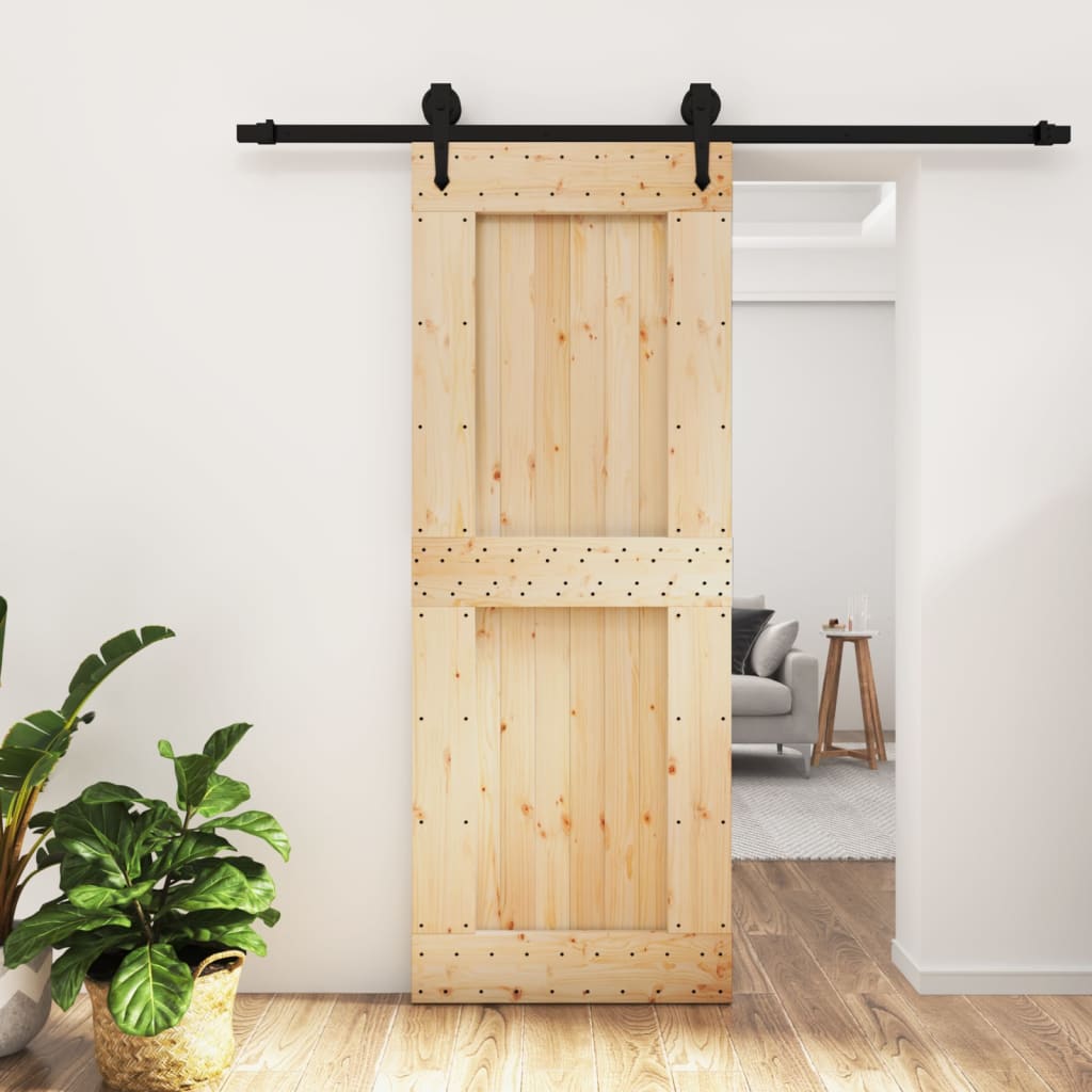VidaXL Schiebetür mit Beschlägen 80x210 cm massives Kiefernholz