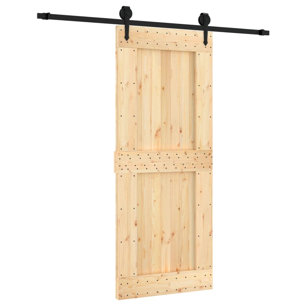 VidaXL Schiebetür mit Beschlägen 85x210 cm massives Kiefernholz