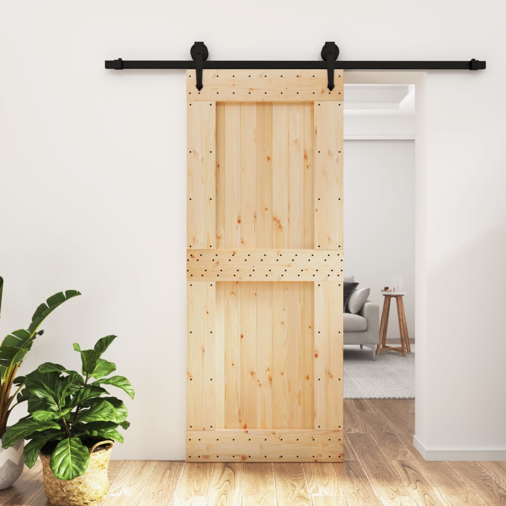 VidaXL Schiebetür mit Beschlägen 85x210 cm massives Kiefernholz