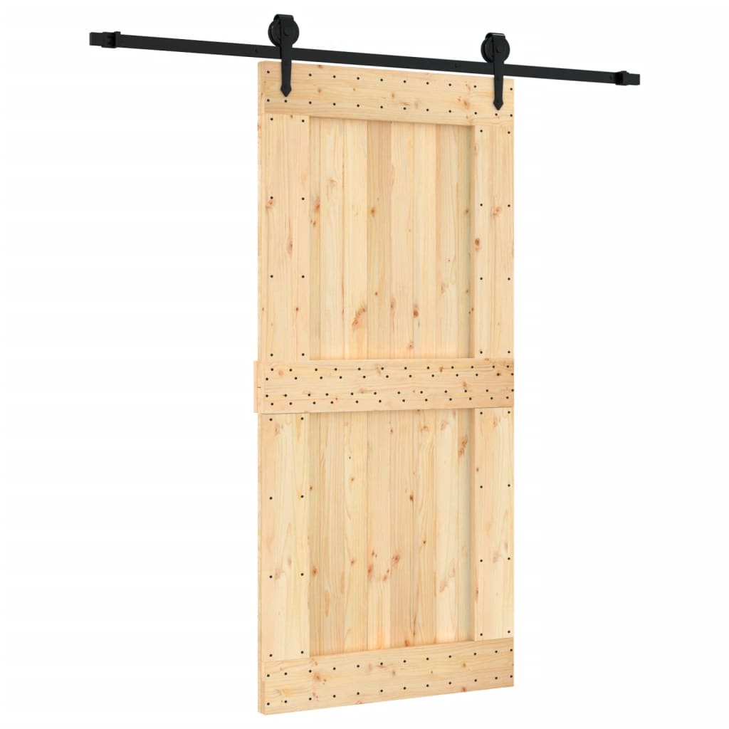 VidaXL Schiebetür mit Beschlägen 95x210 cm massives Kiefernholz