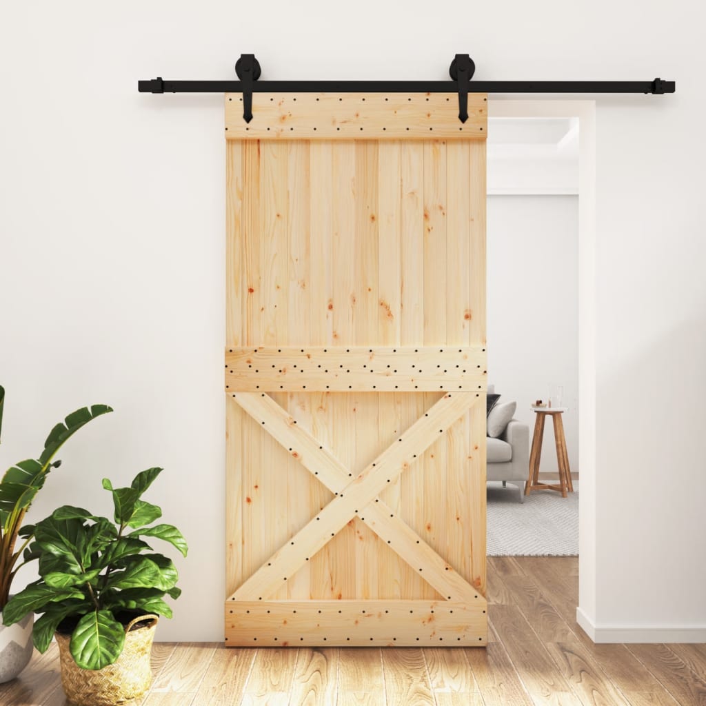 VidaXL Schiebetür mit Beschlägen 100x210 cm massives Kiefernholz