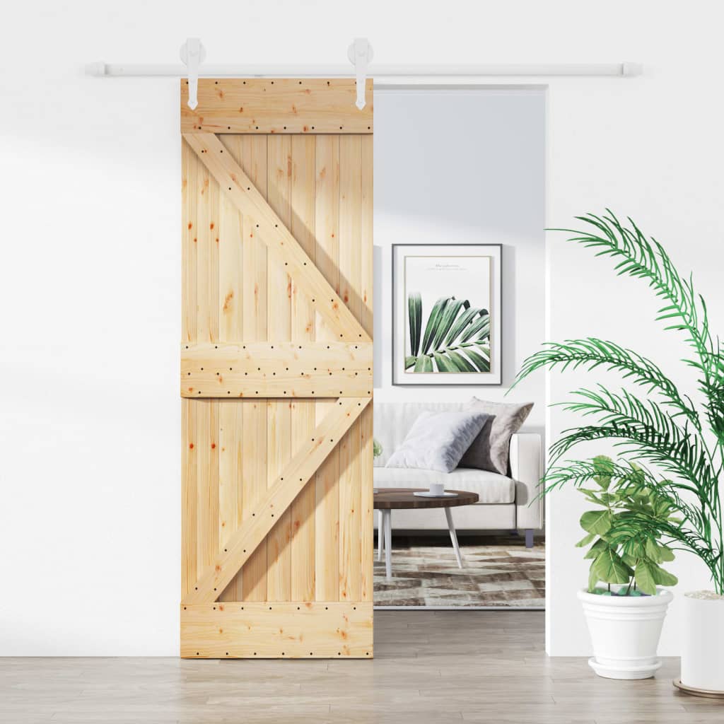 VidaXL Schiebetür mit Beschlägen 70x210 cm massives Kiefernholz