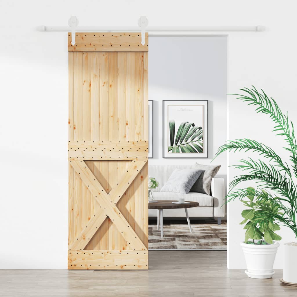 VidaXL Schiebetür mit Beschlägen 80x210 cm massives Kiefernholz