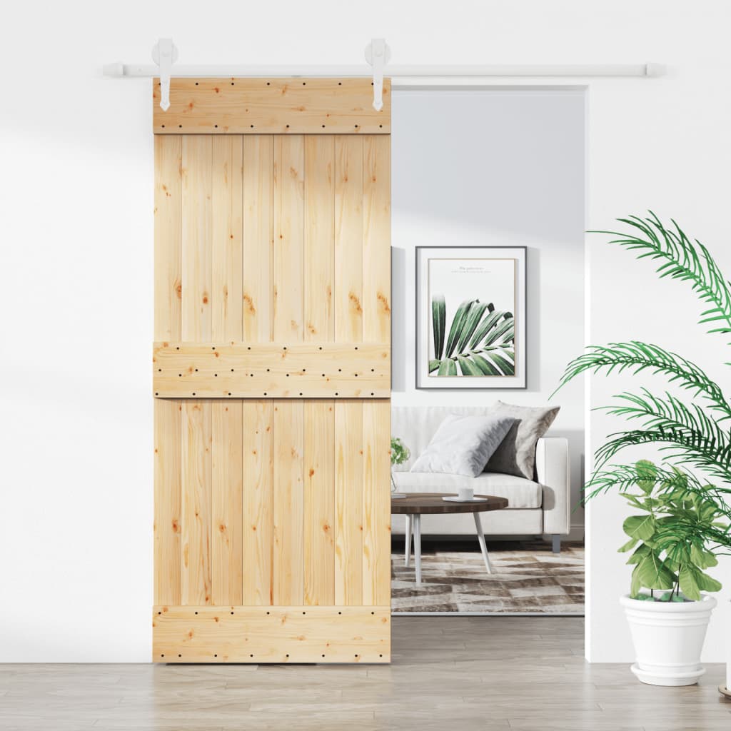 VidaXL Schiebetür mit Beschlägen 85x210 cm massives Kiefernholz