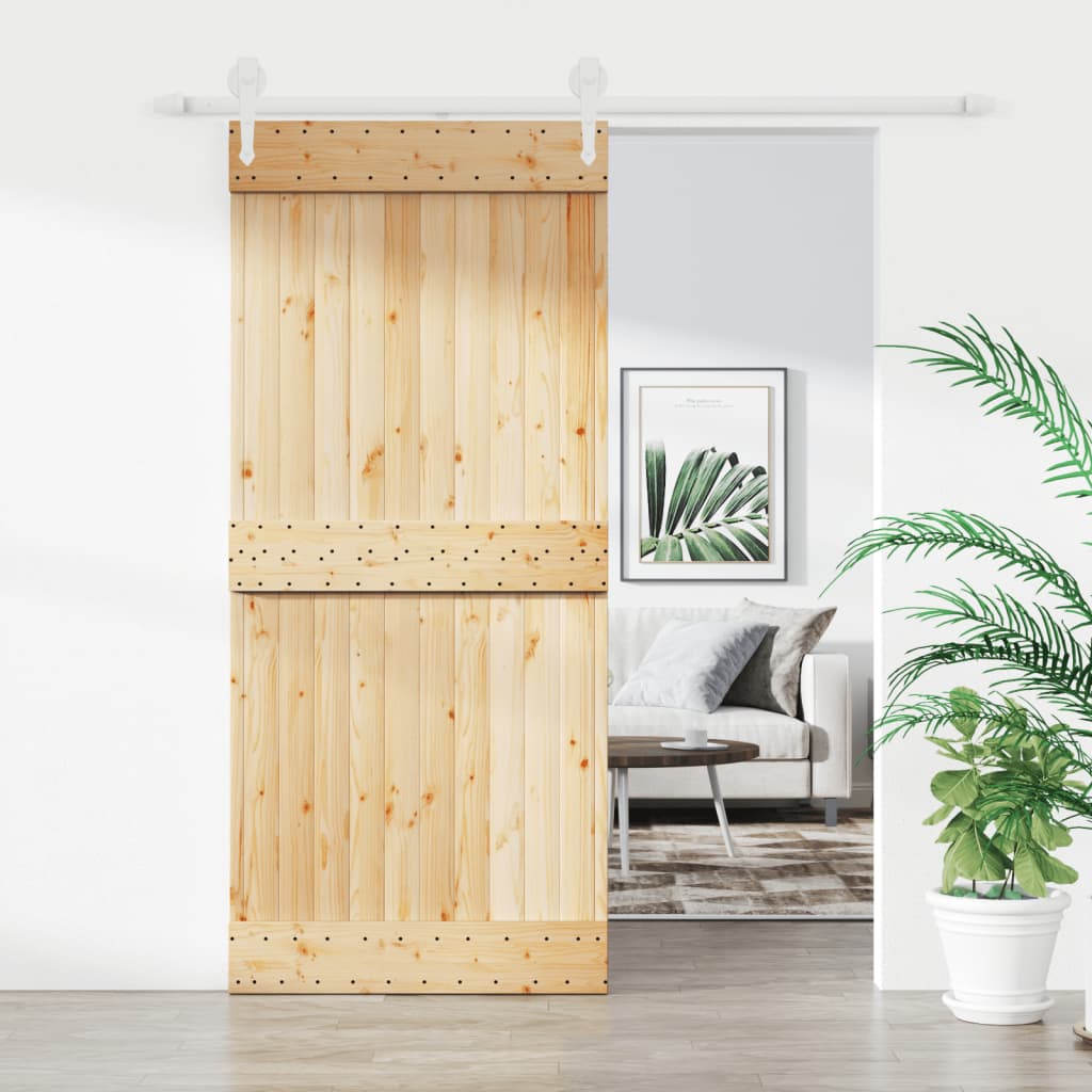 VidaXL Schiebetür mit Beschlägen 90x210 cm massives Kiefernholz