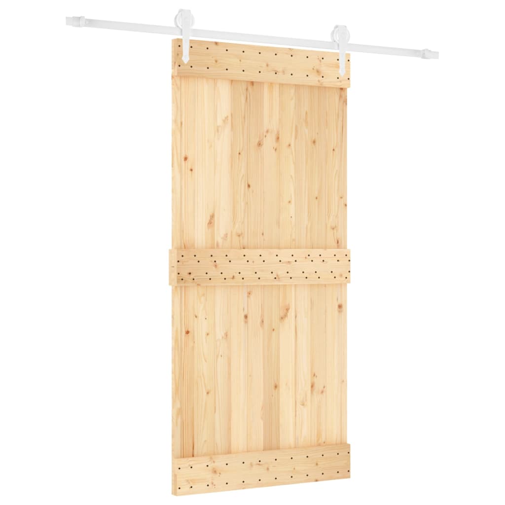 VidaXL Schiebetür mit Beschlägen 95x210 cm massives Kiefernholz