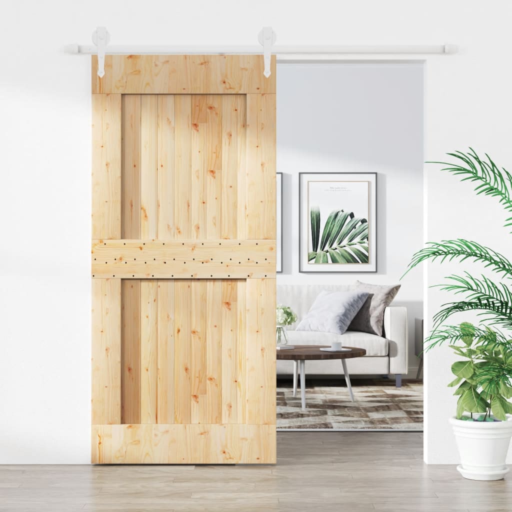 VidaXL Schiebetür mit Beschlägen 95x210 cm massives Kiefernholz