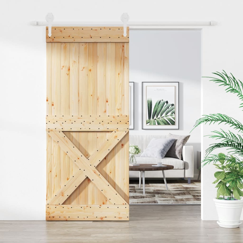 VidaXL Schiebetür mit Beschlägen 90x210 cm massives Kiefernholz