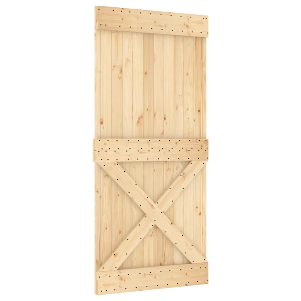 VidaXL Schiebetür mit Beschlägen 95x210 cm massives Kiefernholz