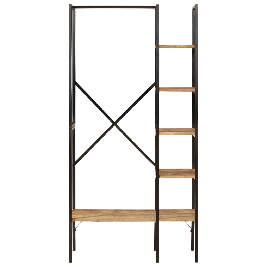 Vidaxx Kleiderständer mit Regalen 90x40x190 cm aus massivem Mangoholz und Eisen
