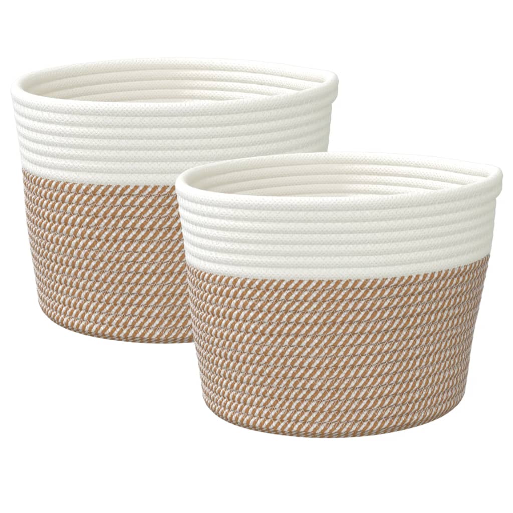 Vidaxx Aufbewahrungskörbe 2 Stück ø 24x18 cm Baumwolle braun und weiß