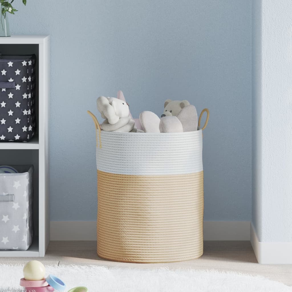 Vidaxx Aufbewahrungskorb ø 38x46 cm Baumwolle Beige und Weiß