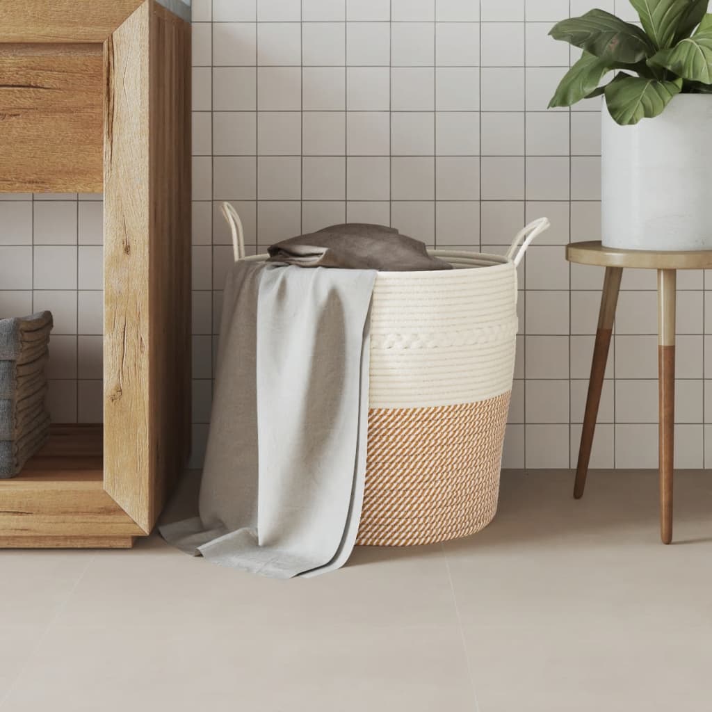 Vidaxx Aufbewahrungskorb ø 43x38 cm Baumwolle braun und weiß