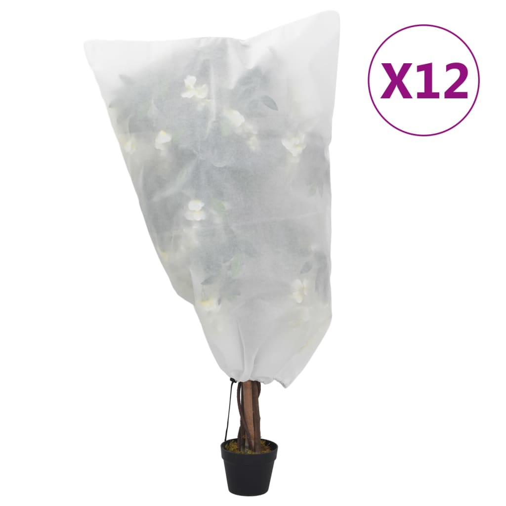 VidaXL Pflanzenabdeckungen mit Kordelzug 12 Stück 70 g m² 0,8x1 m