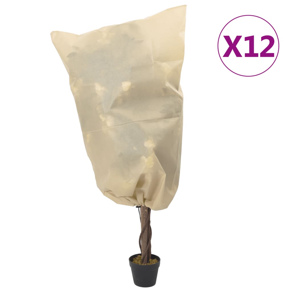 VidaXL Pflanzenabdeckungen mit Kordelzug 12 Stück 70 g m² 0,8x1 m
