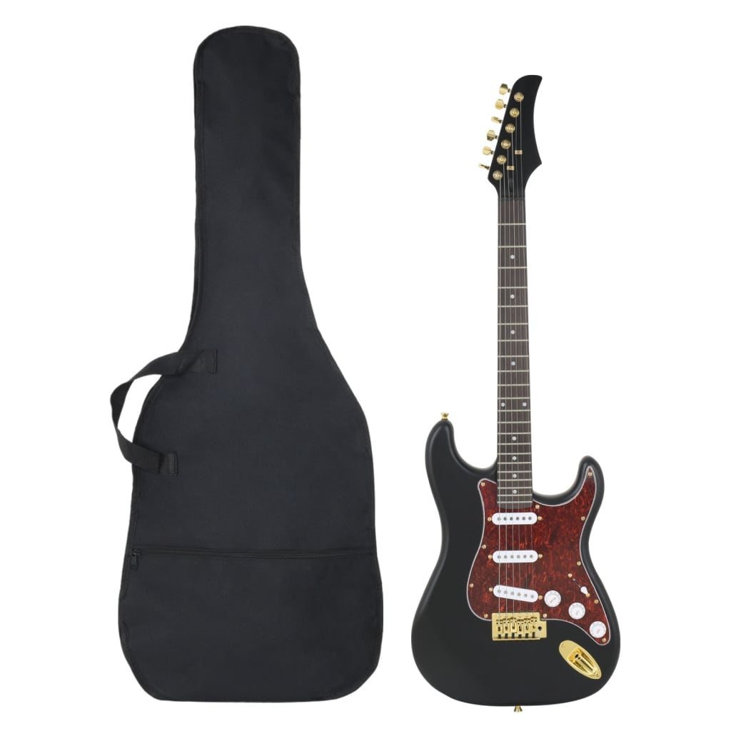 Vidaxl Gitarre für Einsteiger elektrisch mit Tasche 4 4 39 Schwarz und Gold