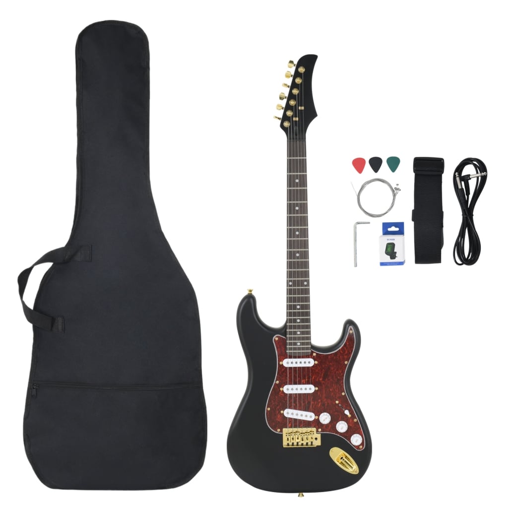 Vidaxl Gitarre für Einsteiger elektrisch mit Tasche 4 4 39 Schwarz und Gold