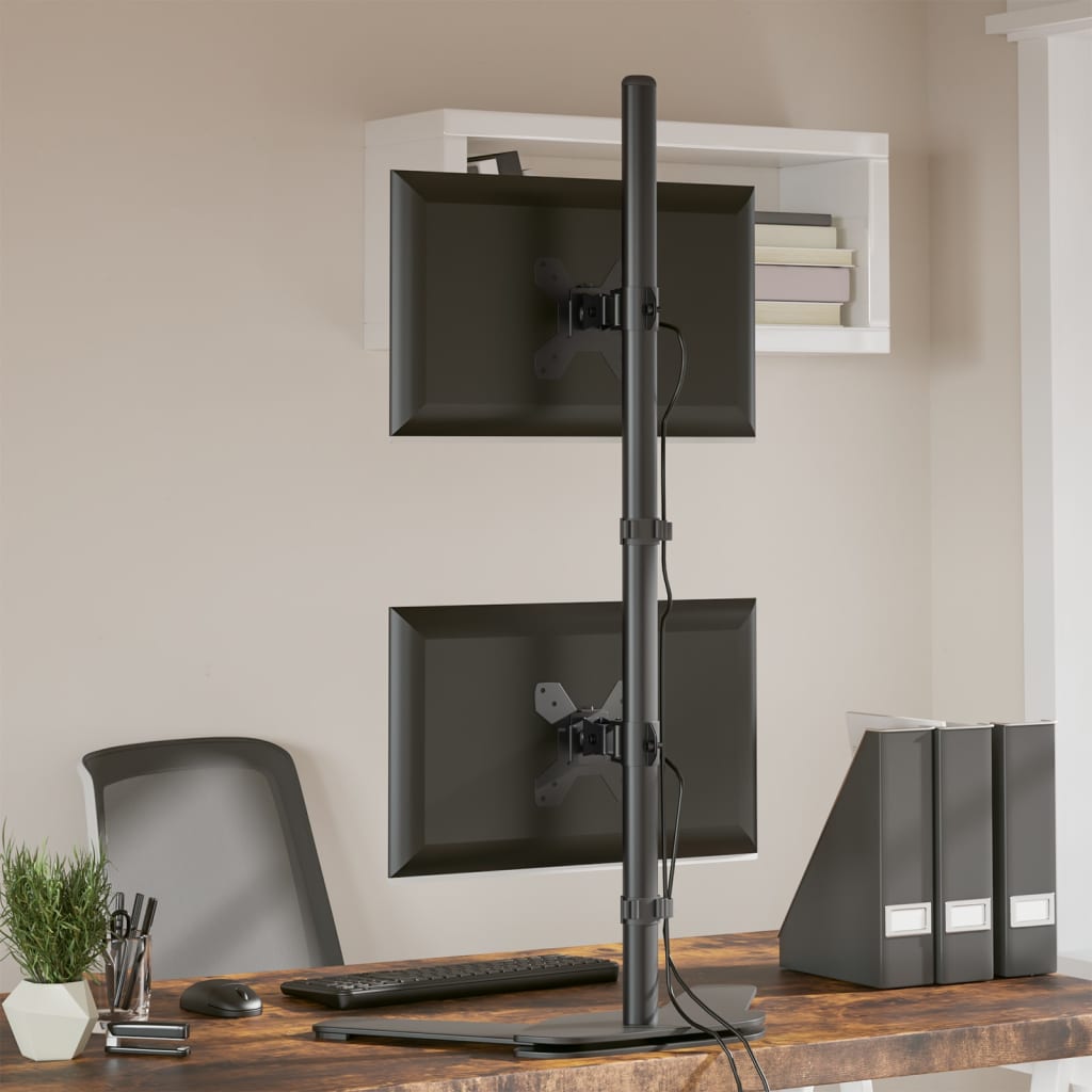 Vidaxl Monitorständer doppelt VESA 75 100 mm Stahl schwarz