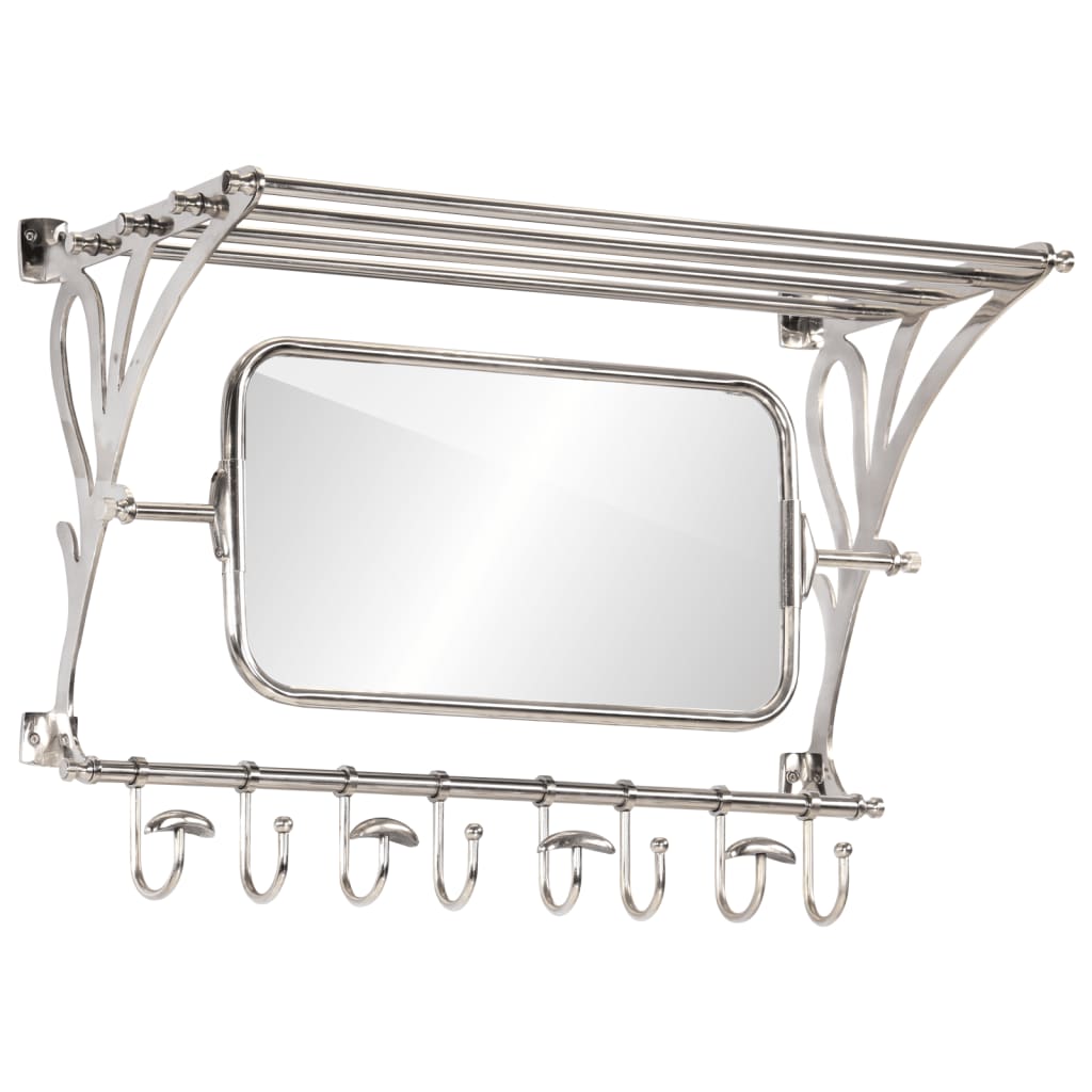 VidaXL Gepäckträger mit Kleiderbügeln und Spiegelwandmontage aus Aluminium