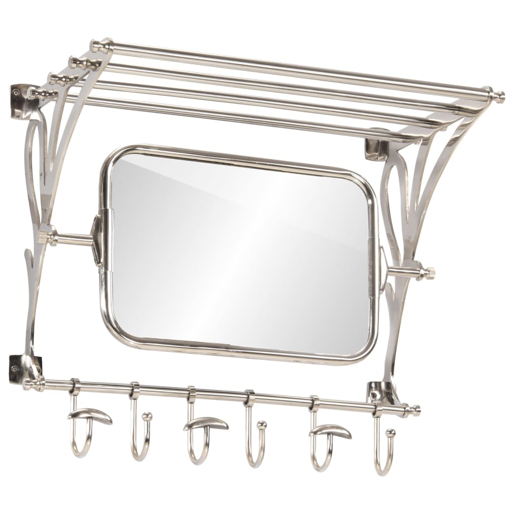 VidaXL Gepäckträger mit Kleiderbügeln und Spiegelwandmontage aus Aluminium