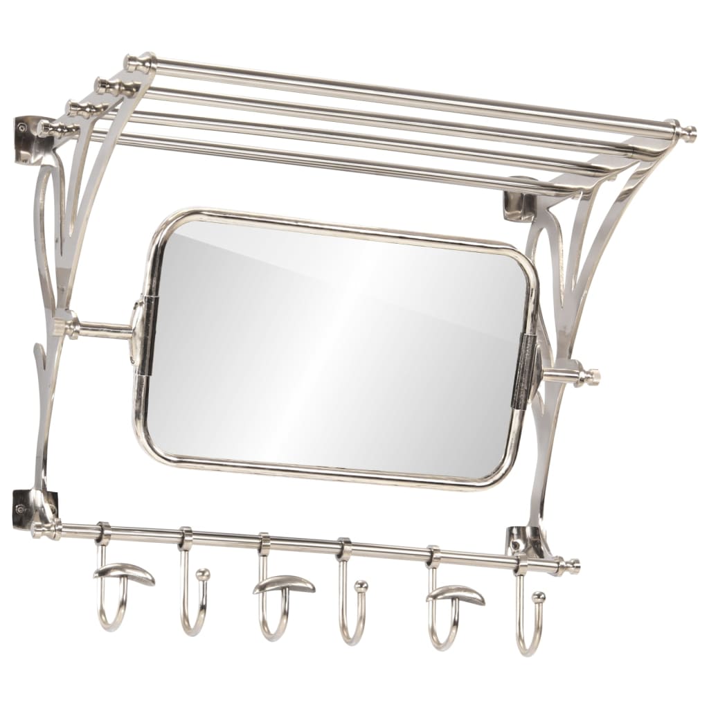 VidaXL Gepäckträger mit Kleiderbügeln und Spiegelwandmontage aus Aluminium