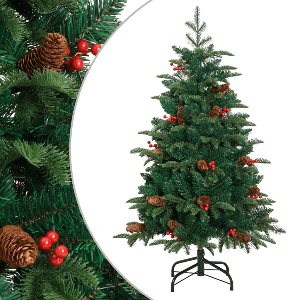 Künstlicher Weihnachtsbaum von Vidaxl mit Scharnieren, Tannenzapfen und Beeren, 120 cm