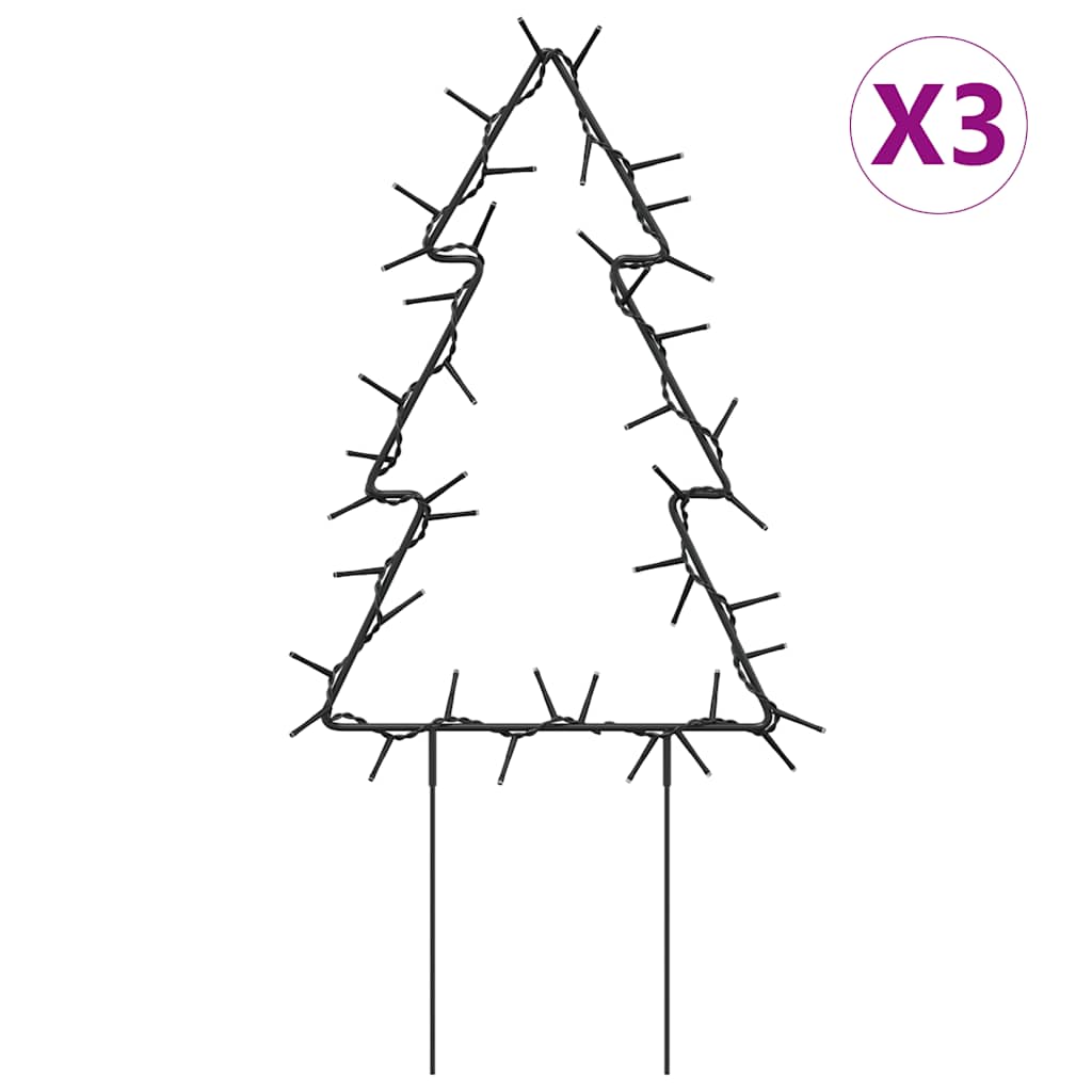 VidaXL Weihnachtsbeleuchtung Weihnachtsbaum 3 Stk. mit Erdspießen 50 LEDs 30 cm