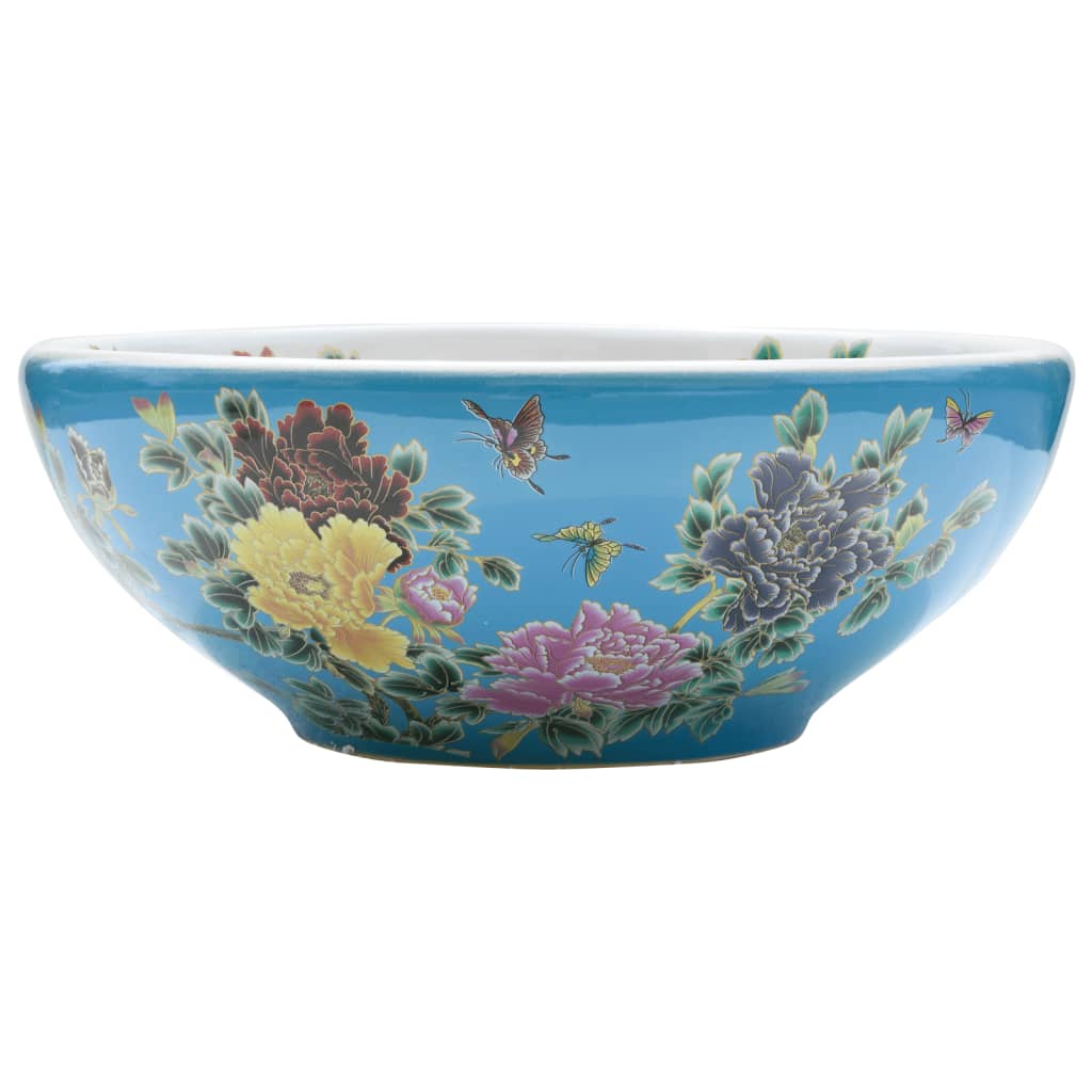 VidaXL Aufsatzwaschbecken rund Φ41x14 cm aus Keramik mehrfarbig