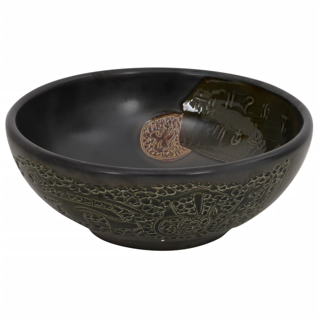 VidaXL Aufsatzwaschbecken rund Φ41x14 cm Keramik schwarz