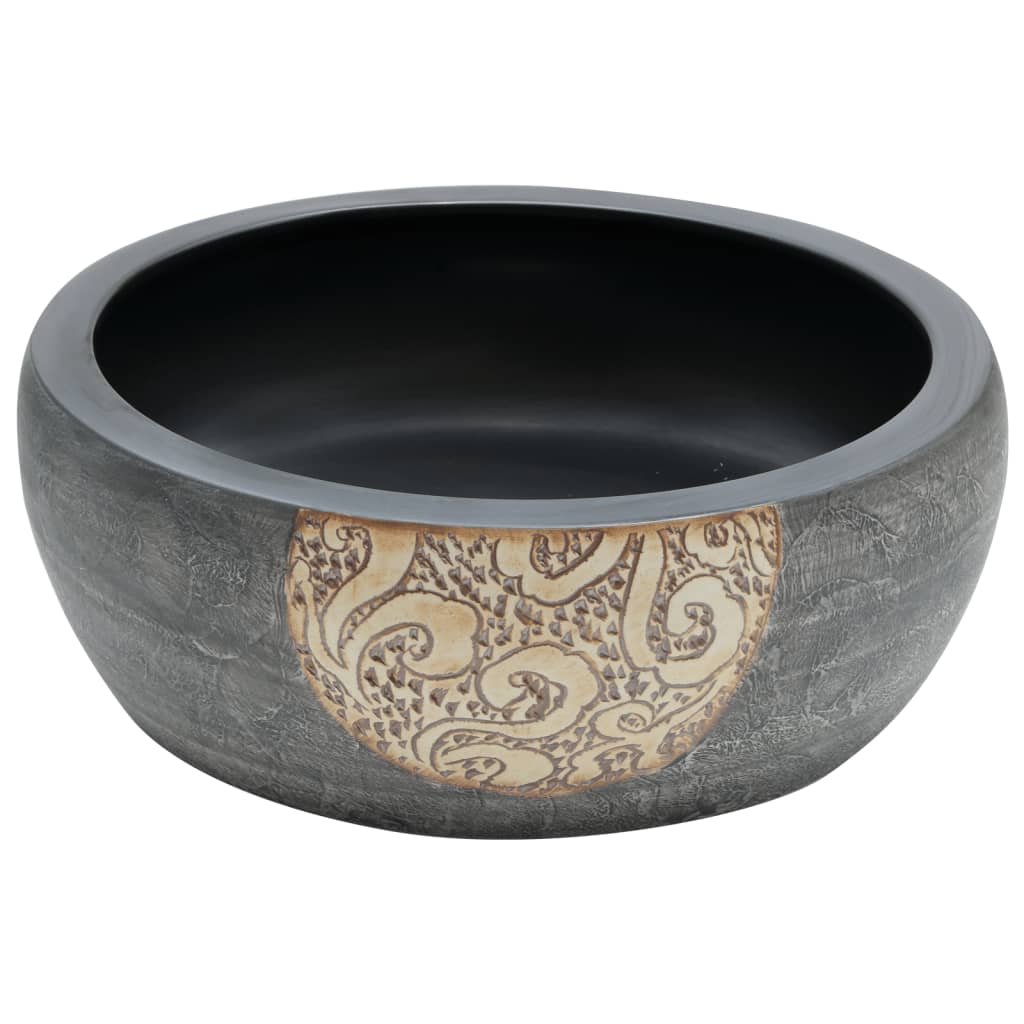 Vidaxx Aufputzspüle rund φ41x14 cm Keramik schwarz und braun