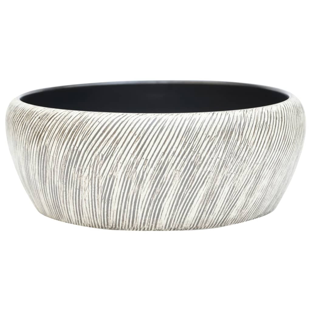 VidaXL Aufsatzwaschbecken rund Φ41x14 cm Keramik schwarz und grau