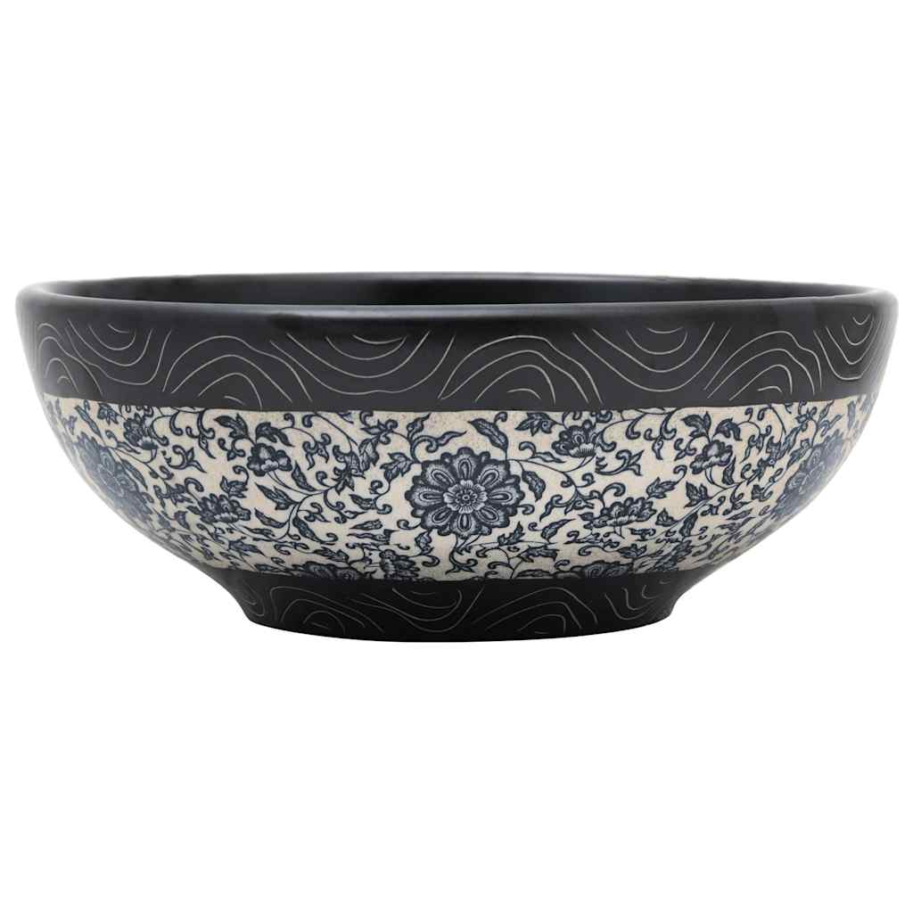Vidaxl opzetwasbak rond φ41x14 cm keramiek zwart en blauw