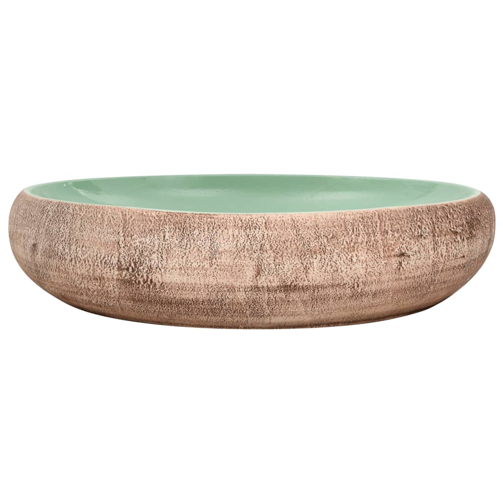Vidaxx Aufsatzwaschbecken oval 59x40x15 cm Keramik grün und braun