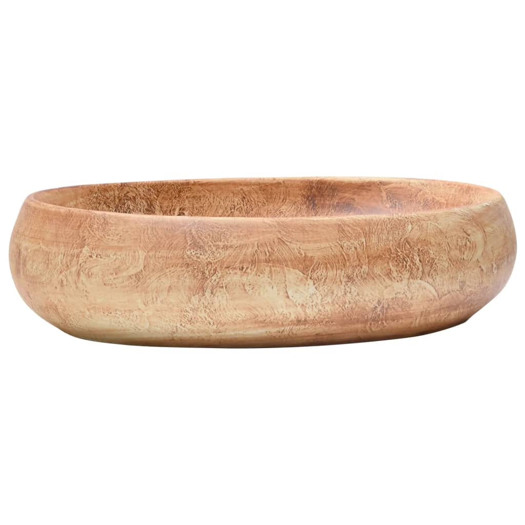VidaXL Aufsatzwaschbecken oval 59x40x15 cm Keramik braun