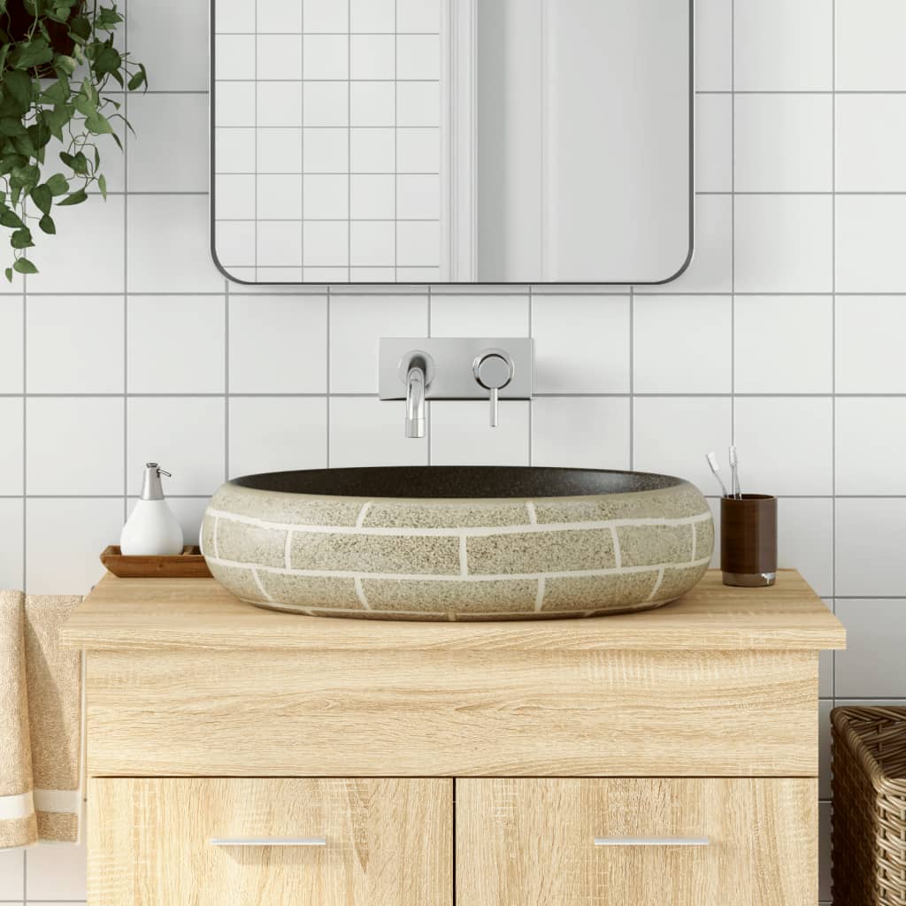 Vidaxx Aufsatzwaschbecken oval 59x40x15 cm aus Keramik mehrfarbig