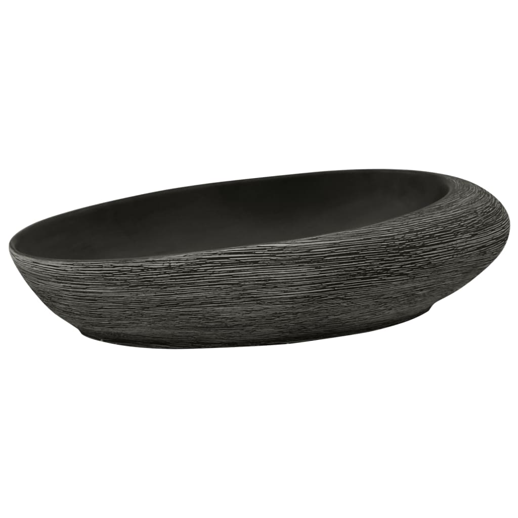 VidaXL Aufsatzwaschbecken oval 59x40x14 cm Keramik grau und schwarz
