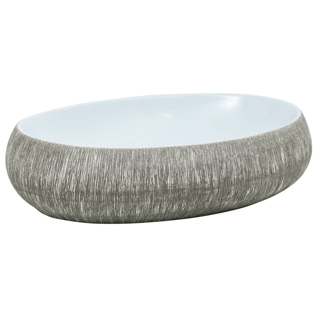 Vidaxx Aufsatzwaschbecken oval 59x40x15 cm Keramik grau und blau