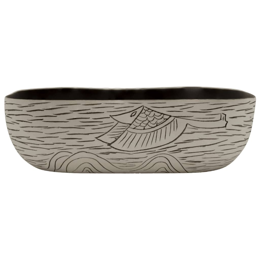 Vidaxx Aufsatzwaschbecken rechteckig 48x37,5x13,5 cm Keramik Grau und Schwarz