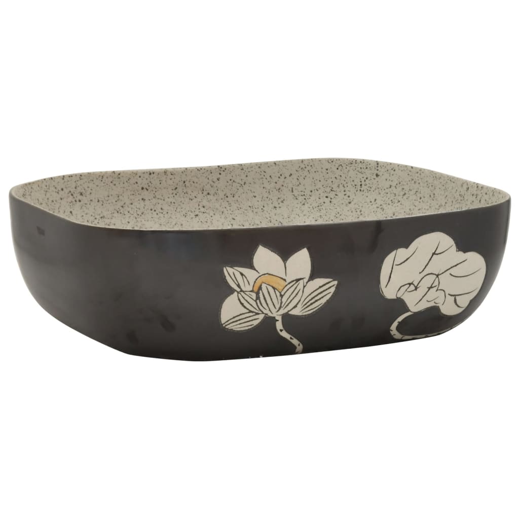 Vidaxx Aufsatzwaschbecken rechteckig 48x37,5x13,5 cm Keramik Grau und Schwarz