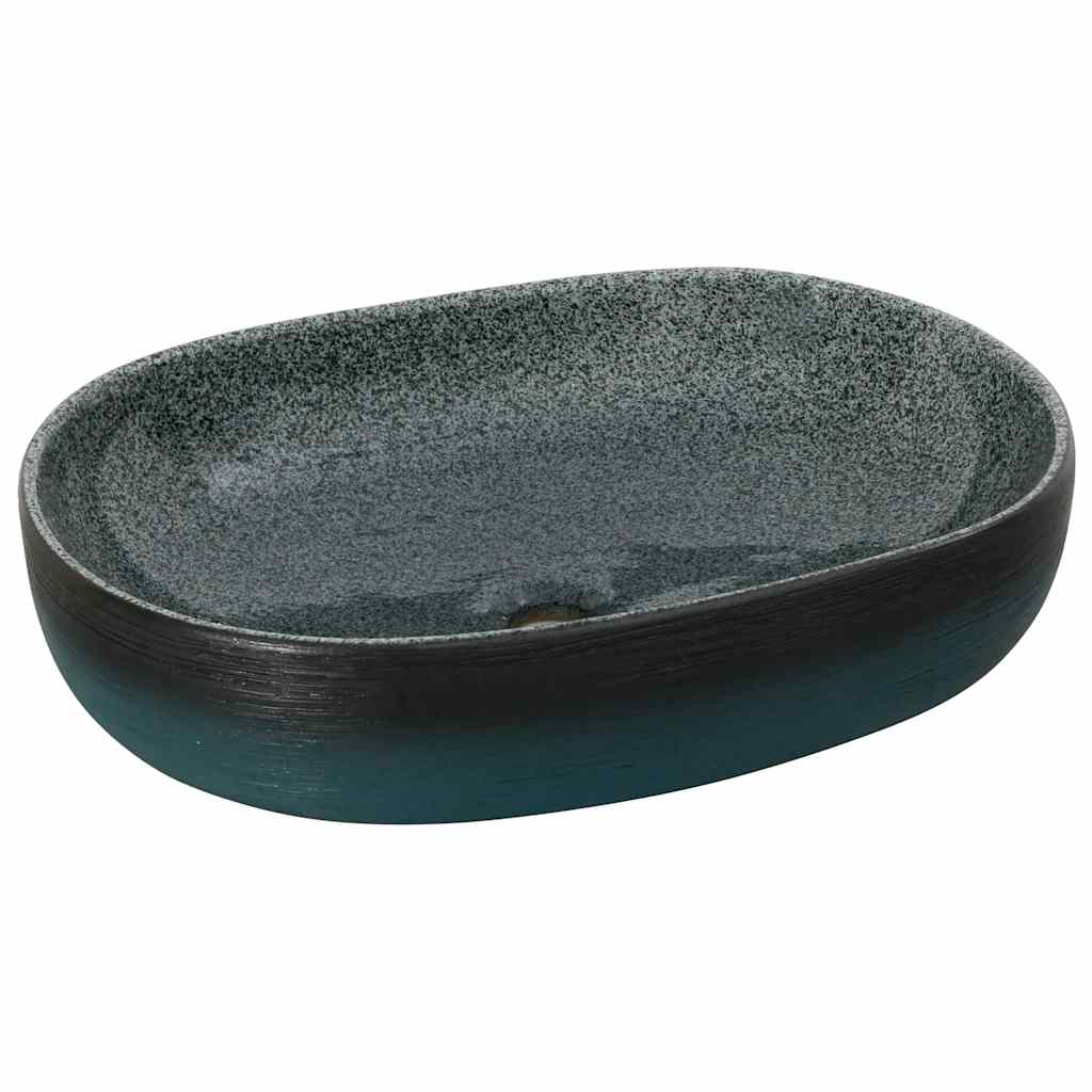 Vidaxx Aufsatzwaschbecken oval 59x40x14 cm Keramik Türkis